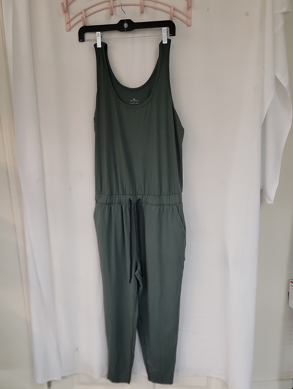 Sleeveless Olive Green Drawstring Jumpsuit